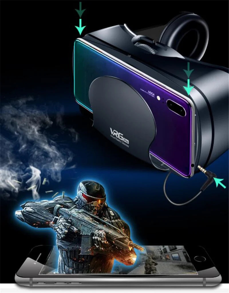 Virtual Reality VR Glasses IMAX Huge Screen HD 3D Glasses Google Cardboard Box VR Headset Helmet for 5-7" Phone,Support Gamepad