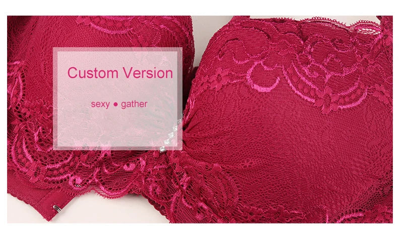 Plus Size Female Lace Bra Thin Bralette 80-105 C/D Cup Push Up Brassiere Widening Side 4-Row Button Bras Absorbs Sweat Underwear