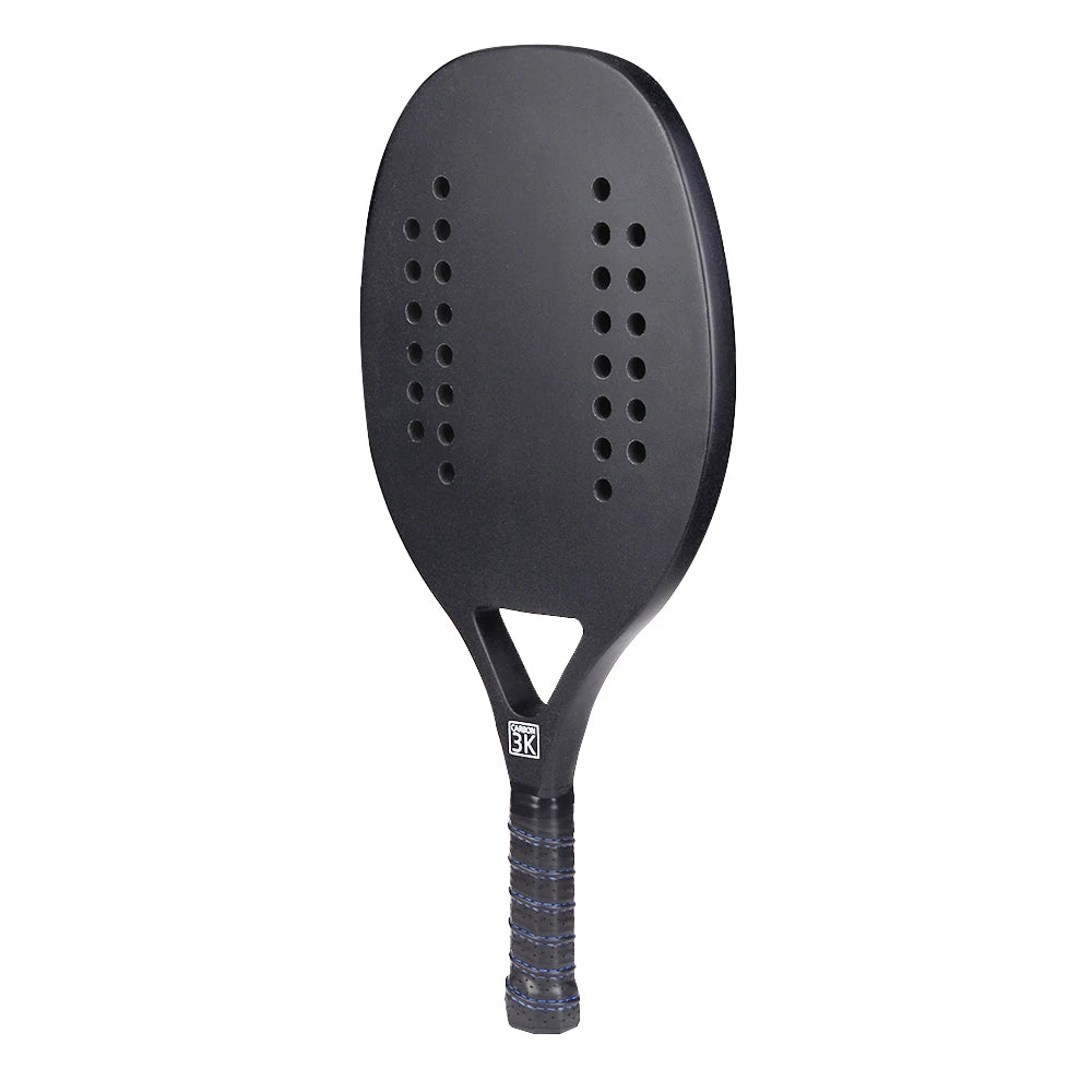 Full Carbon 3K Fiber Beach Tennis Racket Rough Surface Professional Racquet for Men and Women with Protective Bag Cover