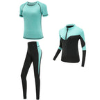 Quick dry women sportswear yoga set fitness gym yoga clothing suit sets coat+bra+t shirt+leggings 2019 workout running training
