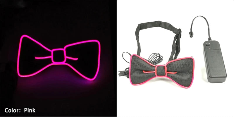 Luminous Bow Tie Neon Light Trendy Costume Accessories Glowing Acrylic LED Tie For Halloween Cosplay Costume Music Dancing