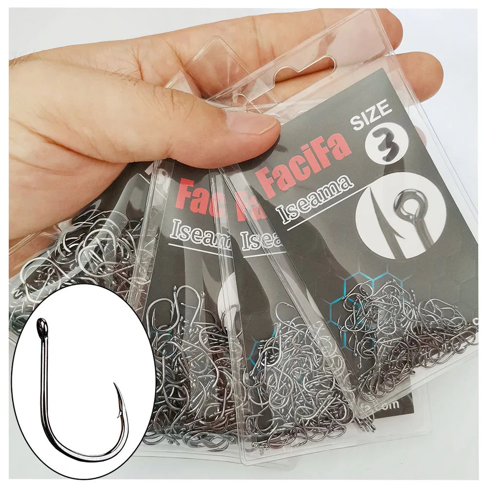 100/50/25 pcs Iseama Carp Fishing Hook Offset Circle Hook Single Fly Fishing Jig Hook Barbed sea Fishhook Tackle Accessories Main image
