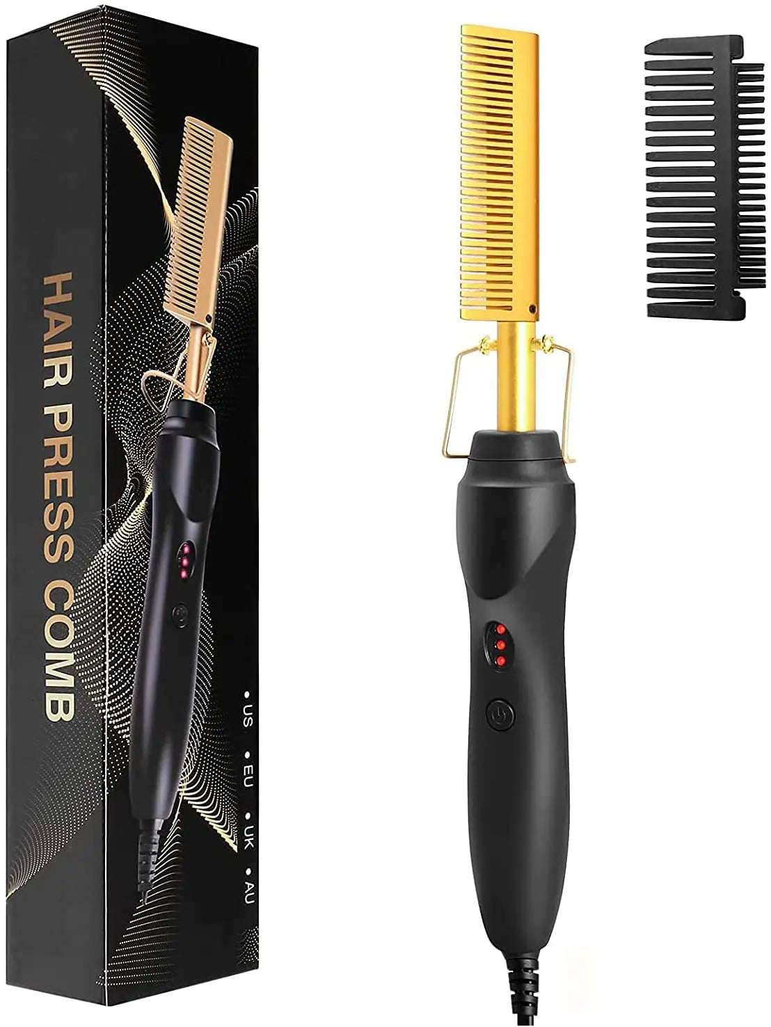 2 in1 Hot Comb Hair Straightener Electric Heating Comb Fast Heating Portable Travel Anti-Scald Beard Straightener Press Comb Main image