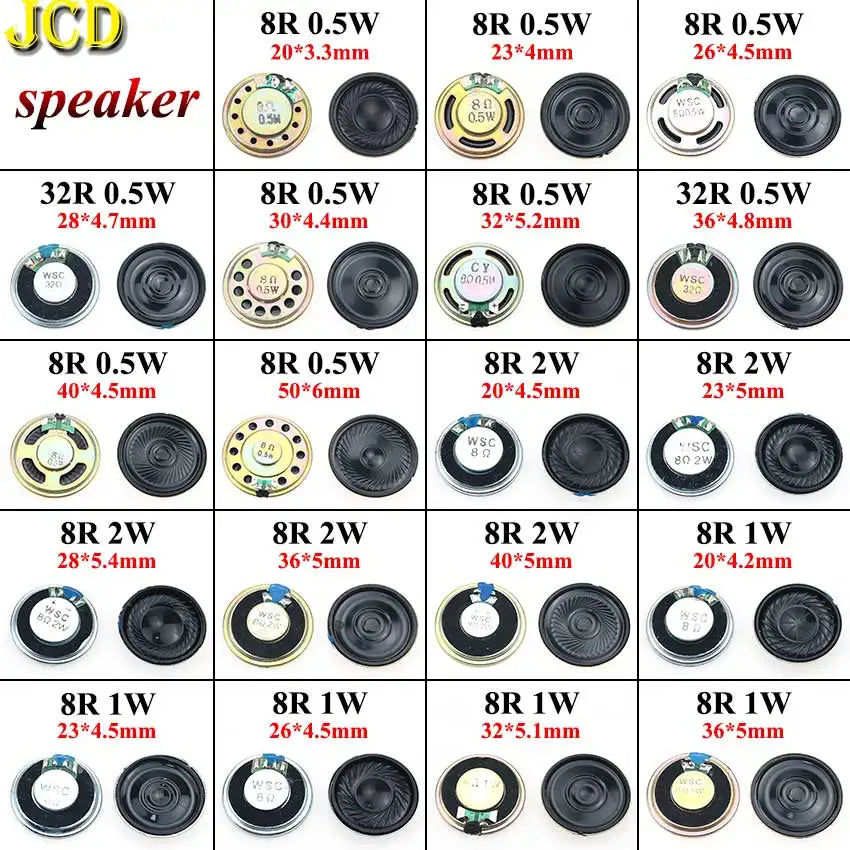 2x 8 32 Ohms 8R 32R 0.5W 1W 2W Diameter 20 23 26 28 30 32 36 40 50 MM Ultra-thin Speaker W/ MX XH DuPont Line 1.25 2.54 Terminal