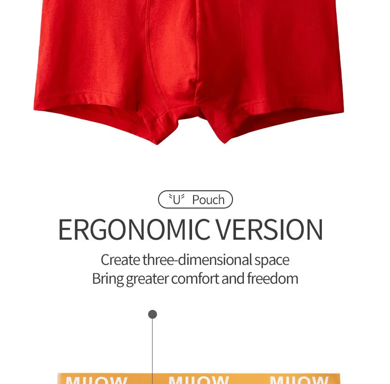 MiiOW Organic Cotton Boxer Socks Set Men Underwear Boxers Trunks Antibacterial Male Panties Boxershorts Underpants Red L-3XL New