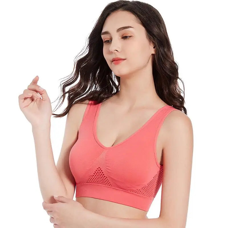 M-6XL Women Hollow Out Fitness Yoga Sports Bra For Running Gym Padded push up Seamless Top Athletic Vest brassiere