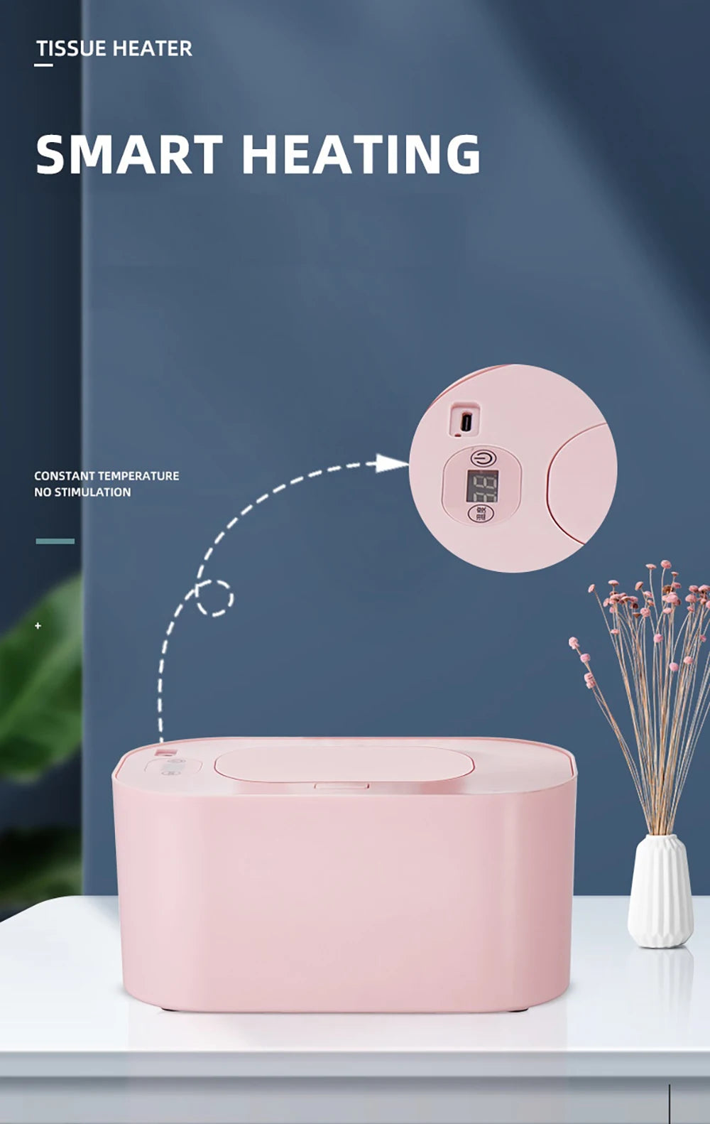 New Baby Wipe Warmer Heater Wet Towel Dispenser Napkin Heating Box Home/Car Use Mini Wipe Warmer Case Disinfecting Wipes