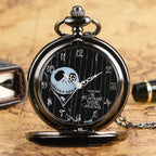 Retro Skull Punk Chain Necklace Quartz Pocket Watch Jack Pendant Retro Bronze Jewelry Fob Necklace Watches for Men Women Kids