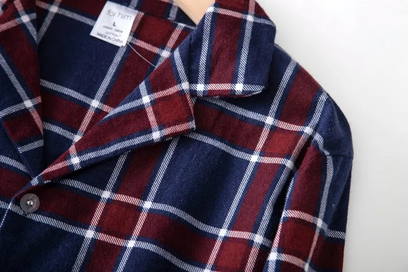 Men's Home Suits Long-sleeved Trousers Suits for Autumn and Winter Pijamas for Men Flannel Plaid Design Pajamas for Men