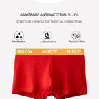 MiiOW Organic Cotton Boxer Socks Set Men Underwear Boxers Trunks Antibacterial Male Panties Boxershorts Underpants Red L-3XL New