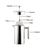 1.5L Coffee Maker French Press Stainless Steel Espresso Coffee Machine French Press Double-Wall Insulated Coffee Tea Maker Pot