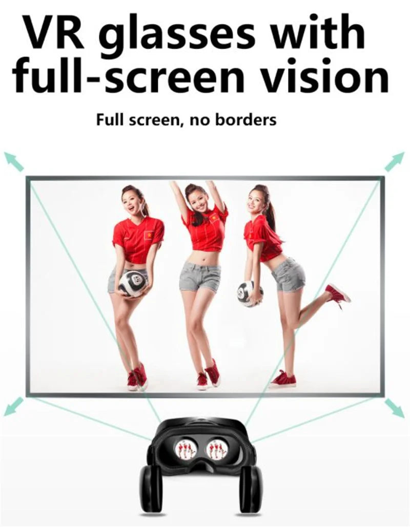 Virtual Reality VR Glasses IMAX Huge Screen HD 3D Glasses Google Cardboard Box VR Headset Helmet for 5-7" Phone,Support Gamepad