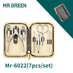 MR.GREEN Manicure Set Color Contrast sets Nail Clippers Cutter Tools Kits Stainless Steel Pedicure Travel Case for man woman