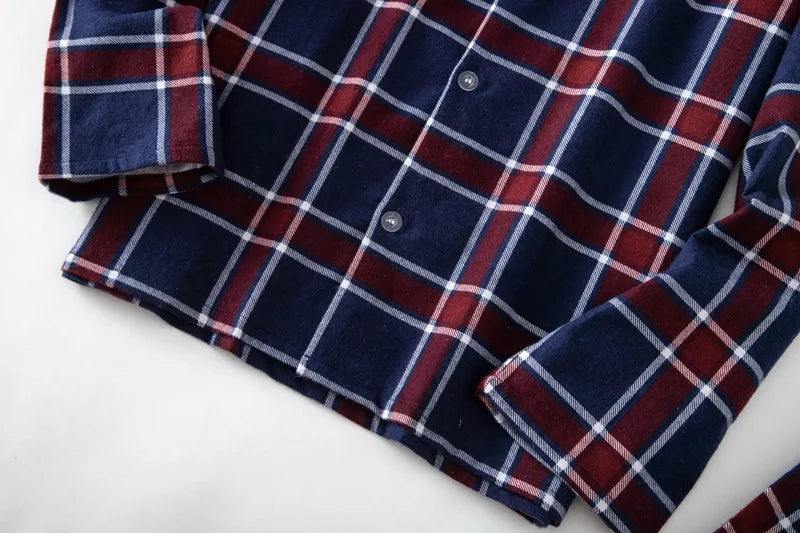 Men's Home Suits Long-sleeved Trousers Suits for Autumn and Winter Pijamas for Men Flannel Plaid Design Pajamas for Men