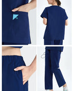 V-neck Medical Uniform Sets for Women Triangle Ring Heather Slim Nursing Outfits Dental Hospital Working Suits 202