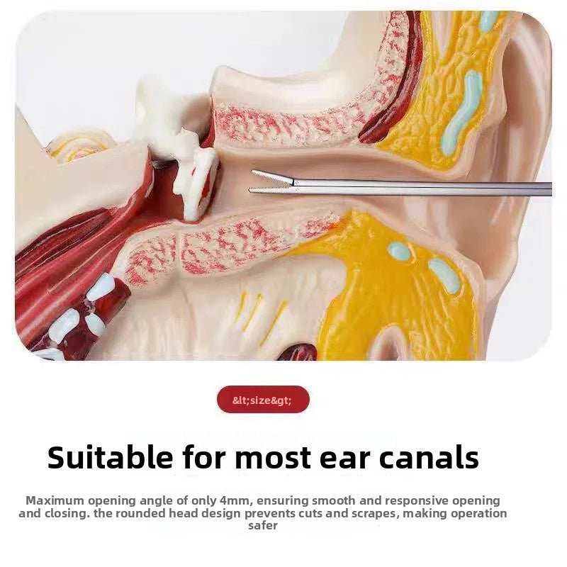 Medical Ear Wax Pick Tongs With lights Earwax Remover Micro Alligator Crocodile Forceps Earpick Ear Nose Cleaning