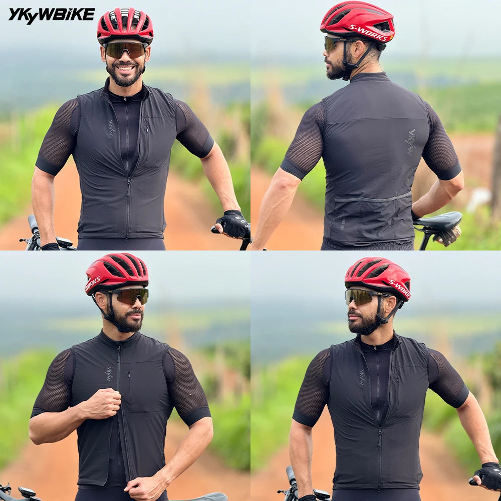 YKYWBIKE Men Cycling Gelit Thermal Fleece Bicycle Windbreaker Sleeveless Bike Vest Windproof Waterproof Cycling Secondary image