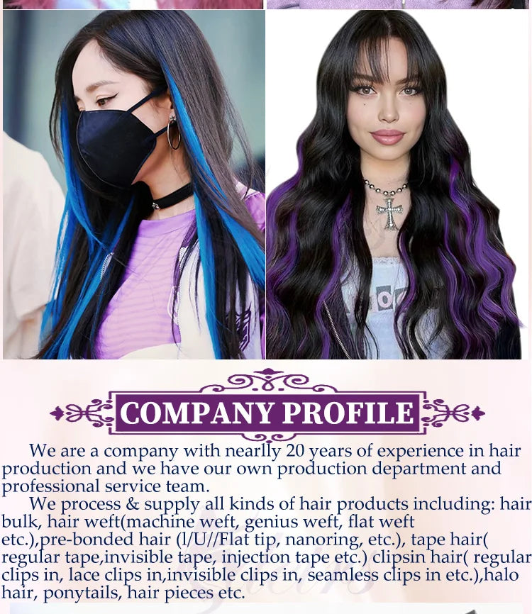 ADEIRS Color  8D Tip Hair Extensions 100% Real Human Hair Microbeads Extensions Color Purple Blue Pink Gray 18-20inch