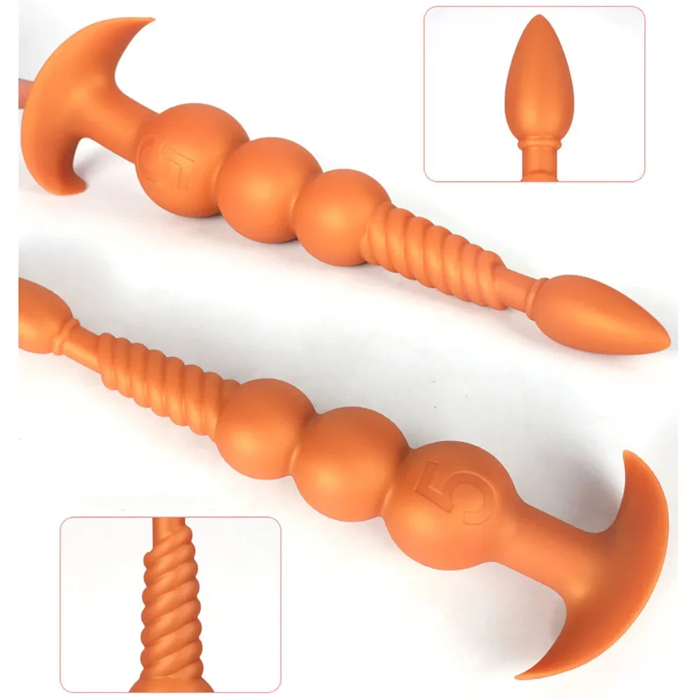 3-10cm Huge Anal Plug with Tail Sex Toys for Adult Games Couples DIY Cosplay Big Butt Plug Silicone Soft Long Anal Beads Women