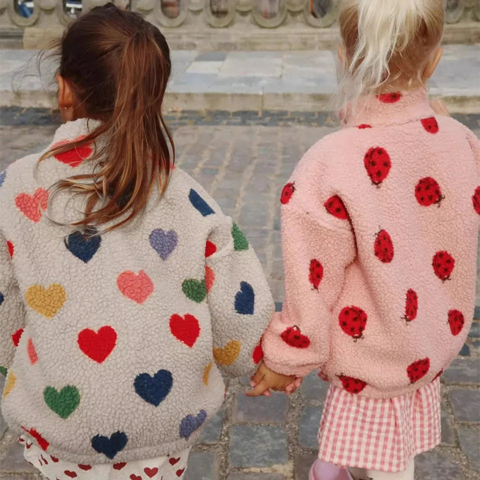 2026 KS Brand Winter Baby Girls Boys Lambswool Cherry Jackets Kids Clothes Boys Sequin Cartoon Outerwear Children's Coats 1-9Yrs Secondary image