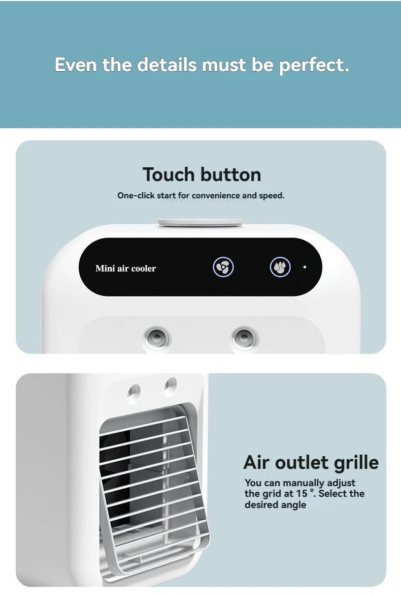 Wireless Air Conditioner Mini Portable Air Cooler Fan 500ml Ice Water Spray Humidifier For Home Air Conditioning Mist Fan USB
