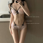 YUQI Alluring Japanese Lolita Lingerie Set Sweet Tea Mousse Bra & Knickers Lace Suspenders Free Shipping Bridal Valentine