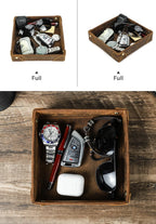 Retro Genuine Leather Storage Tray Desktop Organizer For Key Jewelry Coins Cable Cosmetic Storage Box Home Decoration