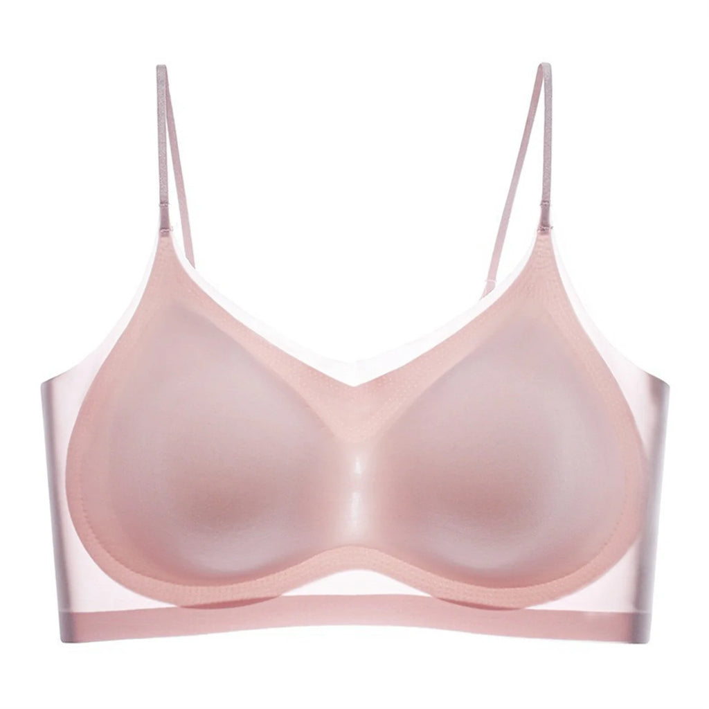 Ultra-Thin Breathable Ice Silk Top Bra Women's Seamless Back Halter Vest Wrap Bra Small Chest Together