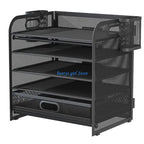C7AB Multifunction File Letter Tray Organizers with Sliding Drawer and 2 Pen Holder, Space Saving Office Desk Organizers