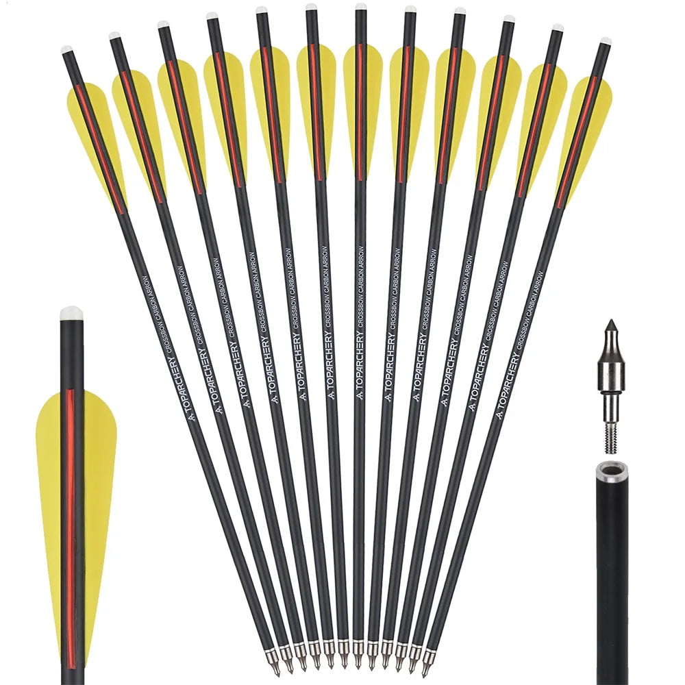 Carbon Crossbow Arrow with Replaced Arrowhead, Archery Bolts, Shooting Accessories, Hunting, ID8.8, OD7.6, 20"