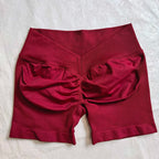 Back Scrunch Shorts Women Seamless V-Back Waist Line Scrunch Booty Shorts Fitness Workout Running Yoga Gym Shorts