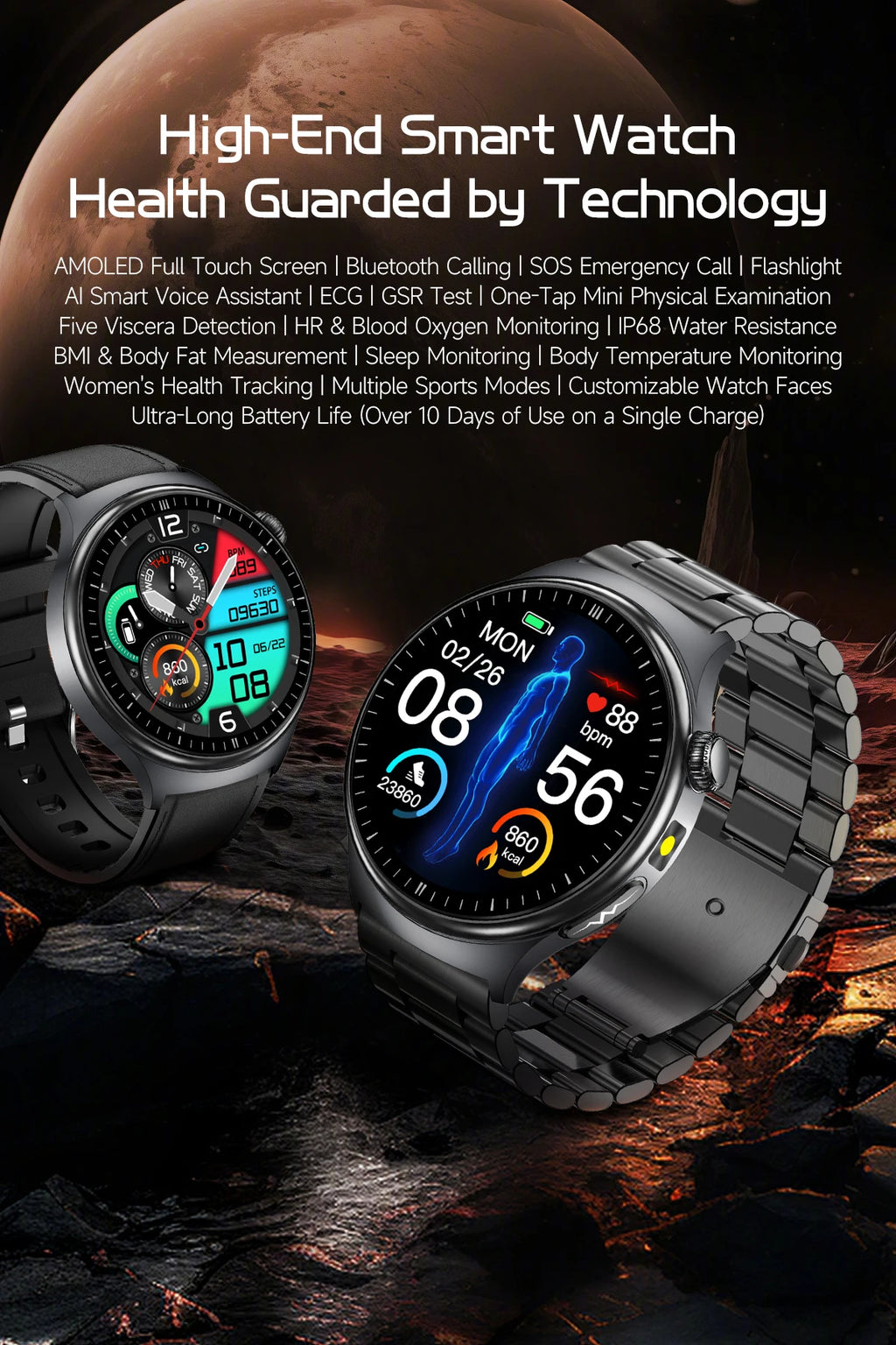 2026 New Accurate Body Health analysis Smart Watch Men ECG Blood lipids Uric acid Blood Pressure Body Fat Voice Call Smartwatch
