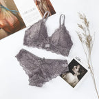 Women Push-Up Bra Set Sexy Lingerie Floral Lace Wire Free Bralette Low Rise Panties Sexy Briefs Female Underwear Intimates