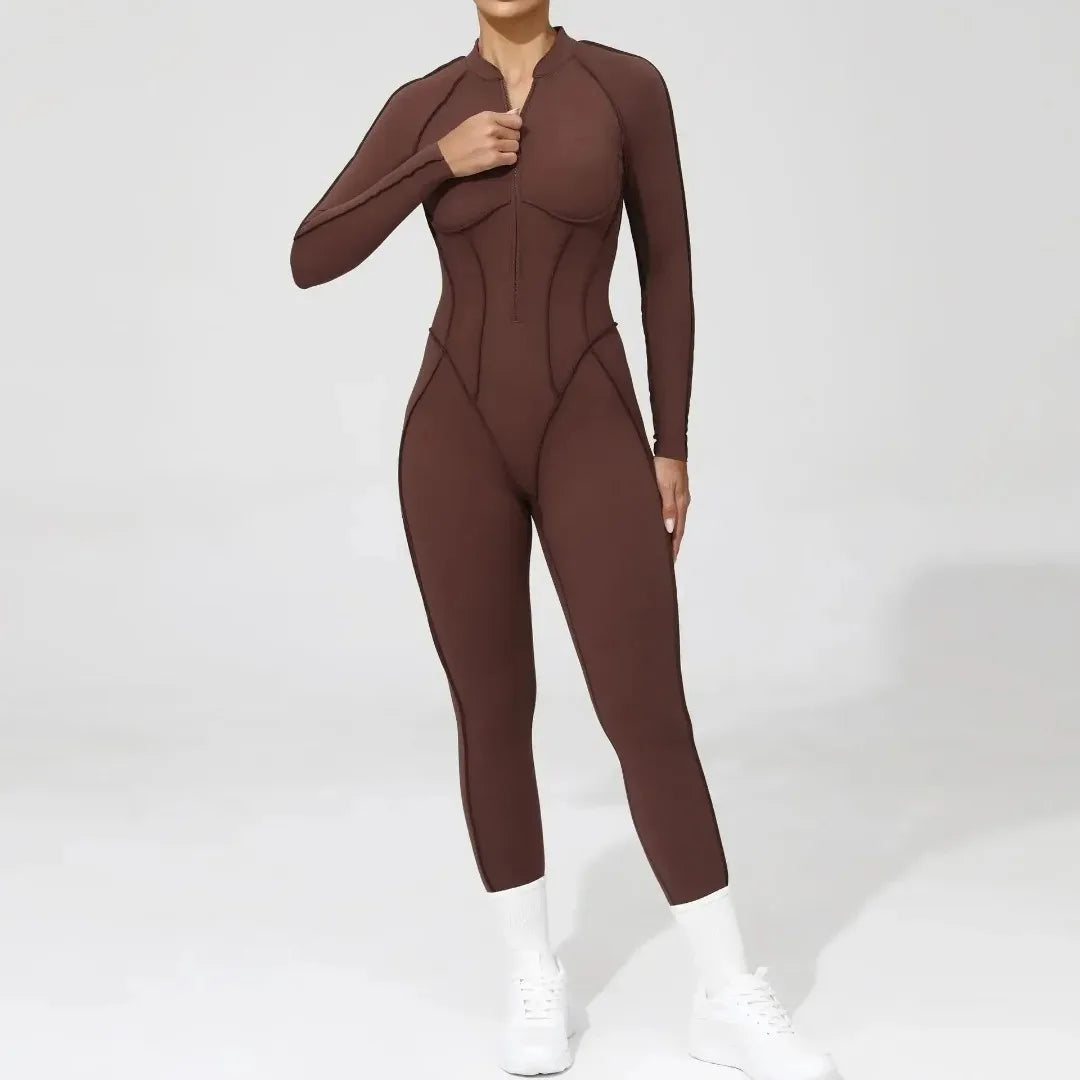Women's Yoga Jumpsuit Hip Lift Sports Fitness Removable Padding Backless Zipper Leggings One-Piece Running Workout Gym Jumpsuit