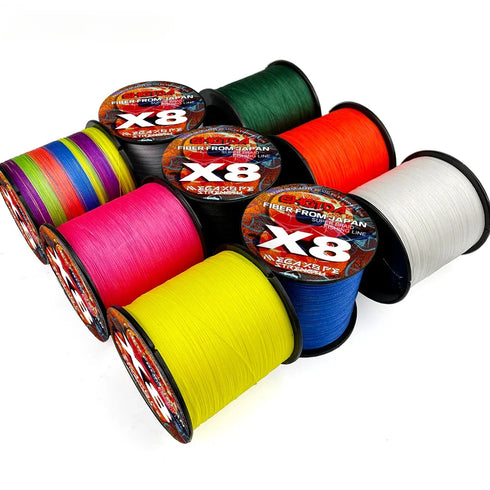 8 Strands Multifilament Fishing Lines Sea Wire Fly Carp Braided Line X8 Spinning Lure Fishing Cord for Bass 300m/500m 18lb-78lb