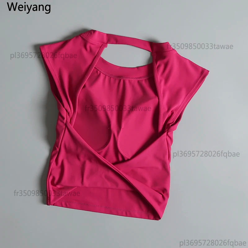 Sexy Backless Sports Vest for Women Fixed Chest Pad Tight Quick-Drying Slim Yoga Top Breathable Fitness Shirt