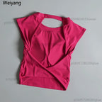 Sexy Backless Sports Vest for Women Fixed Chest Pad Tight Quick-Drying Slim Yoga Top Breathable Fitness Shirt