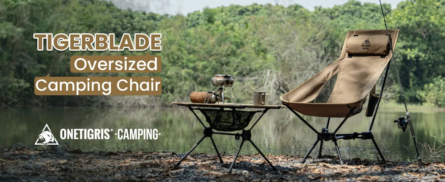 OneTigris Portable Tigerblade Camping Chairs Outdoor Folding Fishing Chair For Trekking BBQ Parties Gardening Beach Indoor Use