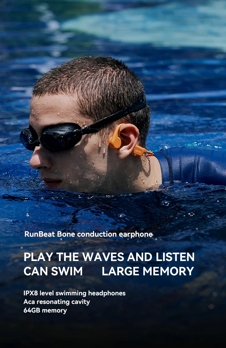Sanag B60S Bone Conduction Earphone IPX8 Swimming Bluetooth Headphones Wireless Headset 32GB/64GB MP3 with Microphone Earbuds