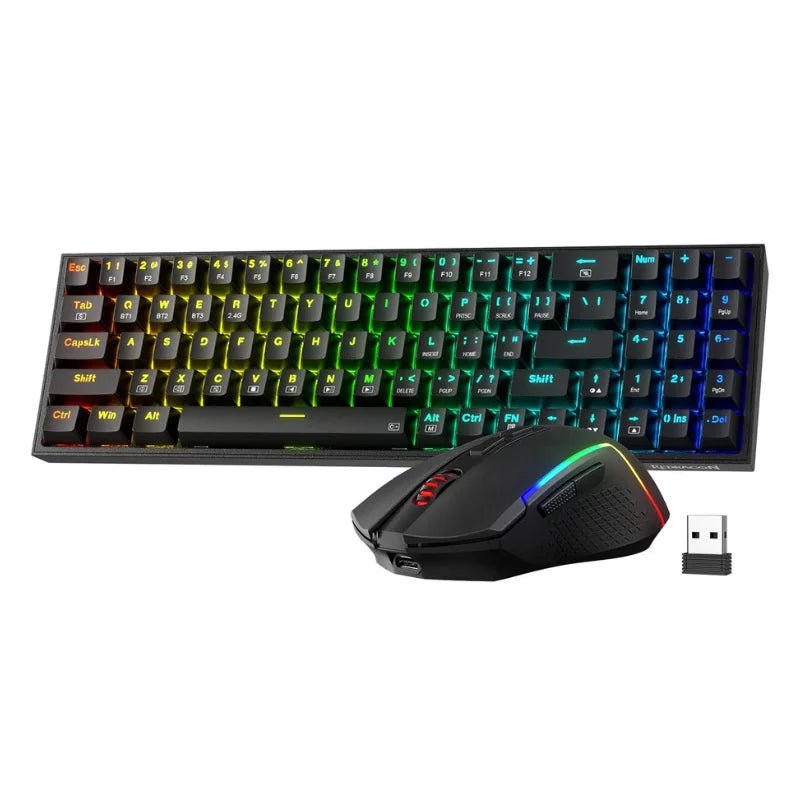 Redragon BS136 Gaming Keyboard & Mouse Combo, 75% K628 Tri-Mode Wireless RGB Mechanical Keyboard and 7200 DPI Gamer Mouse Bundle Main image