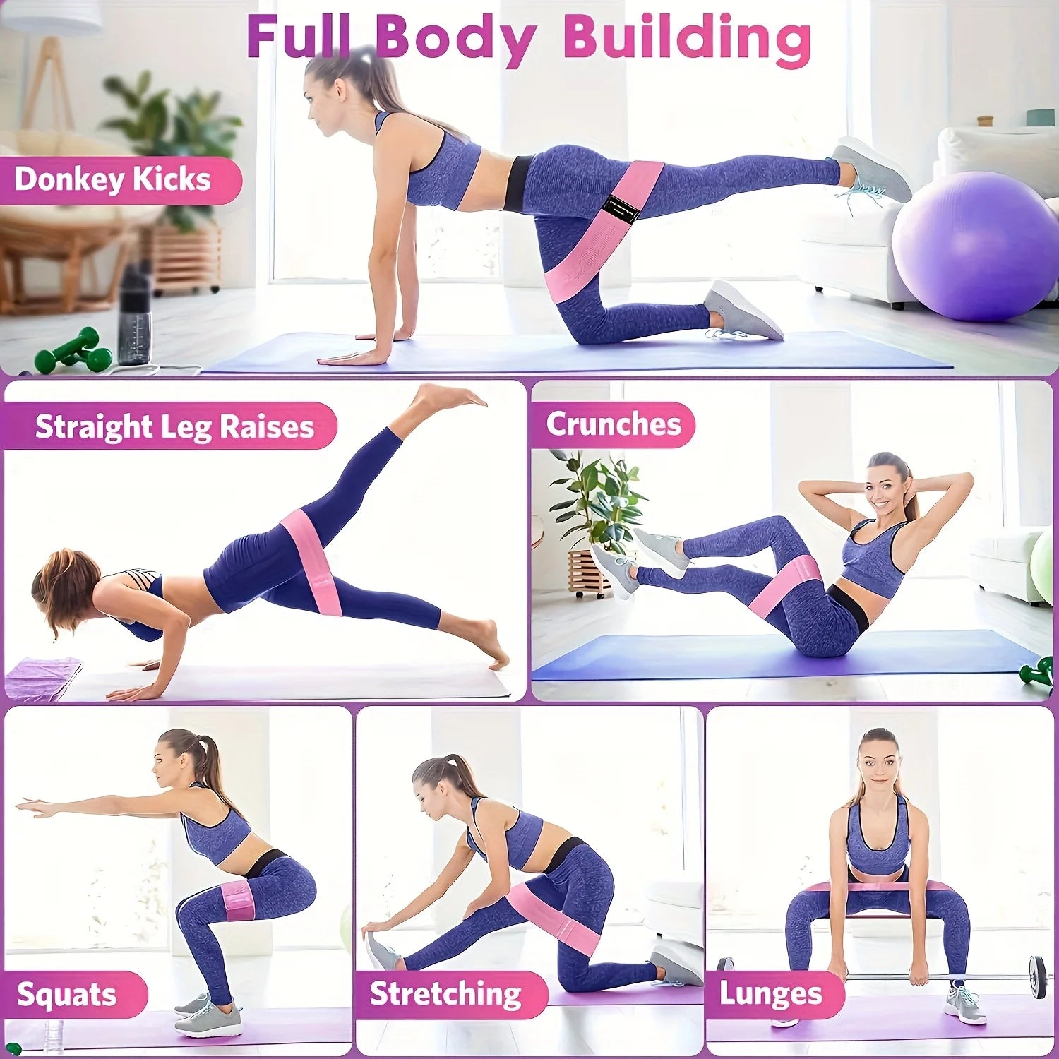 3pcs Fabric Resistance Bands for Working out Stretch Booty Legs Yoga Starter Pilates Flexbands Exercise Fitness Training