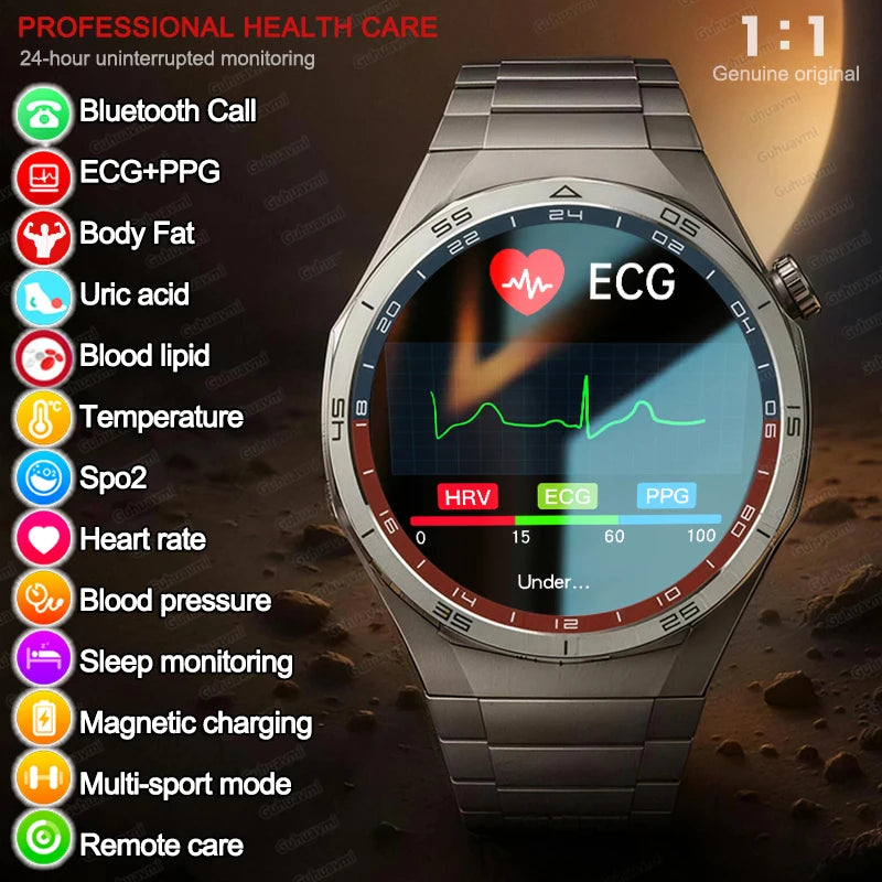 2026 New Nursing Grade ECG+PPG Smart Watch Health Analysis Blood pressure Lipids Uric acid Wireless HD Call Smartwatch Men Women
