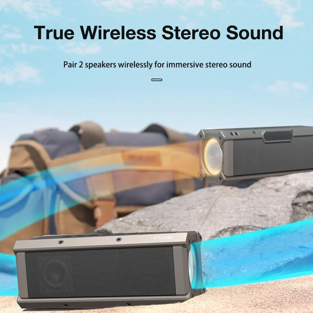 BlitzWolf BW-WA3 100W TWS bluetooth Speaker Quad Drivers Dual Diaphragm Deep Bass RGB Light IPX5 Waterproof 5000mAh Speakers