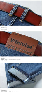 WTHINLEE Business Men's Jeans Casual Straight Stretch Fashion Classic Blue Work Denim Trousers Male Brand Clothing Size 28-40