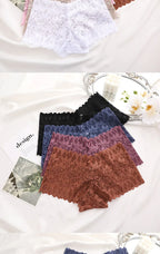 FINETOO 2Pcs Lace Four Shorts Women Low-Rise Panties Floral Underwear S-XL Girls Sexy Panties Ladies Lace Underpants Lingerie