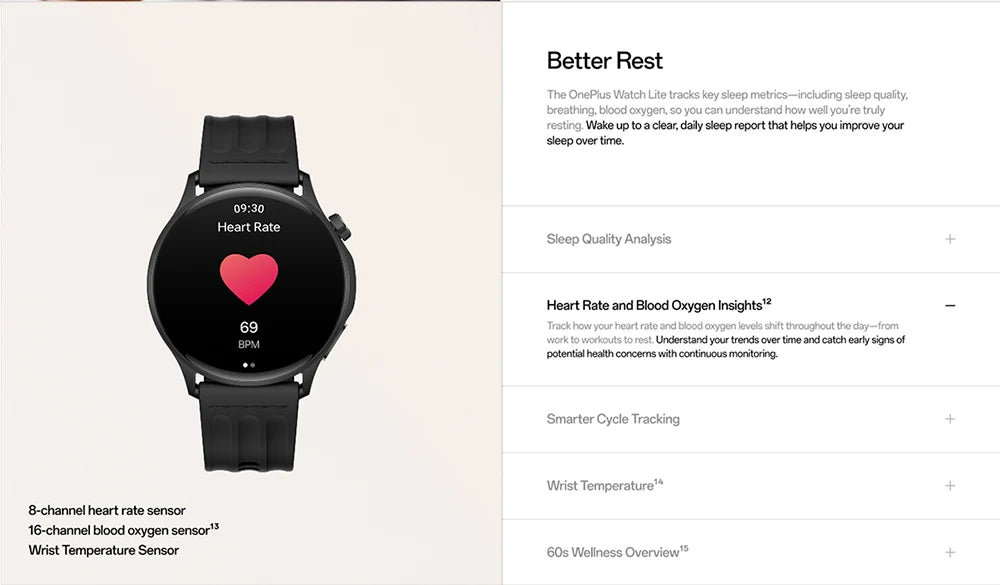OnePlus Watch lite SmartWatch,1.46 inches Display,59g,10 Days of Reliable Power,Heart Rate,Blood Oxygen Monitorin