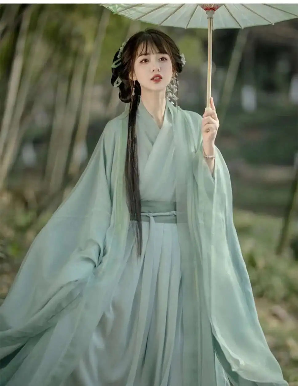 China Traditional Hanfu Women Evening Dresses Elegant Fairy Skirt Loose Big Sleeves Elegant Dress Banquet Dance Clothes Spring