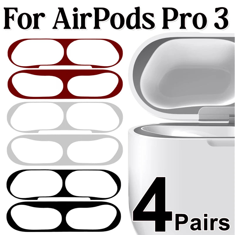 1-4Sets Metal Dustproof Sticker for Airpods Pro 3 Guard Ultra Thin Anti-Scratch Film Protector for Airpod Pro3 Case Accessories