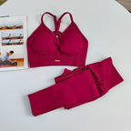 Women's Seamless Yoga Suit High Waist Sports Bra Leggings Gym Set Fitness Suit Workout Leggings Set Pilates Sportswear Outfit
