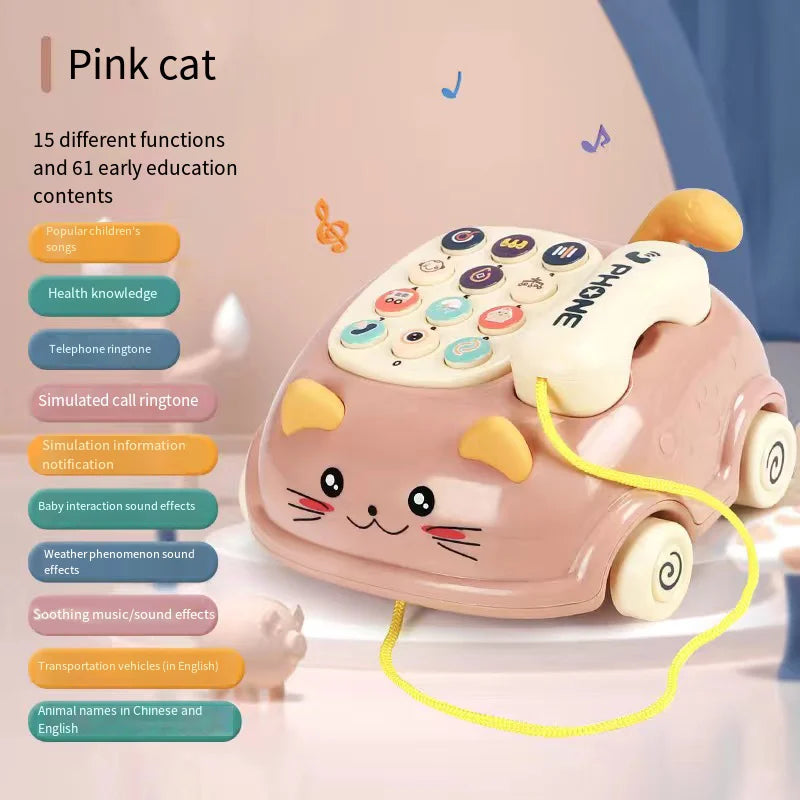 Baby Storyteller Electric Toy Children's Educational Early Learning Simulated Telephone Car Model with Light Music